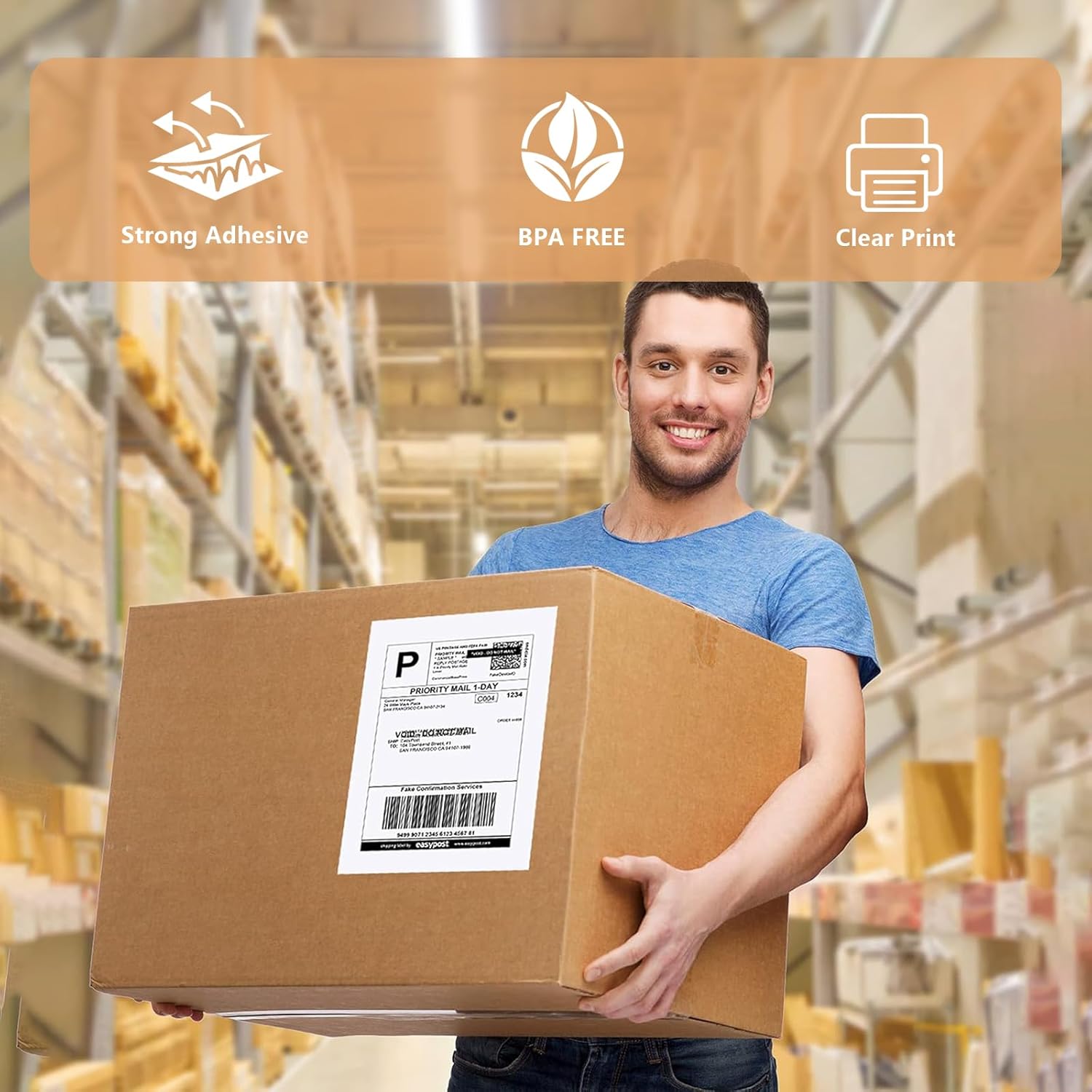 9527 Product Half Sheet Self Adhesive Shipping Labels for Laser & Inkjet Printers White Blank,2 Labels per Sheet (300 Lables)