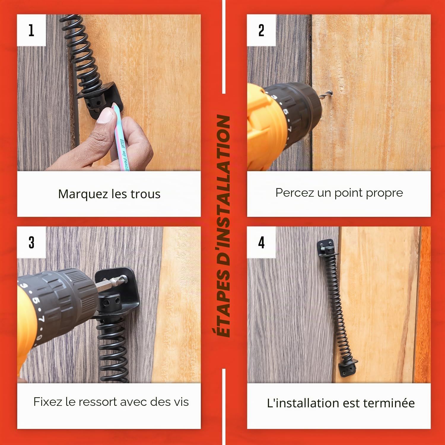 Fermeture à ressort pour portail en bois | Ferme-porte automatique à ressort en métal réglable de 20,3 cm avec revêtement en poudre noire, idéal pour une utilisation en extérieur, ferme-porte avec