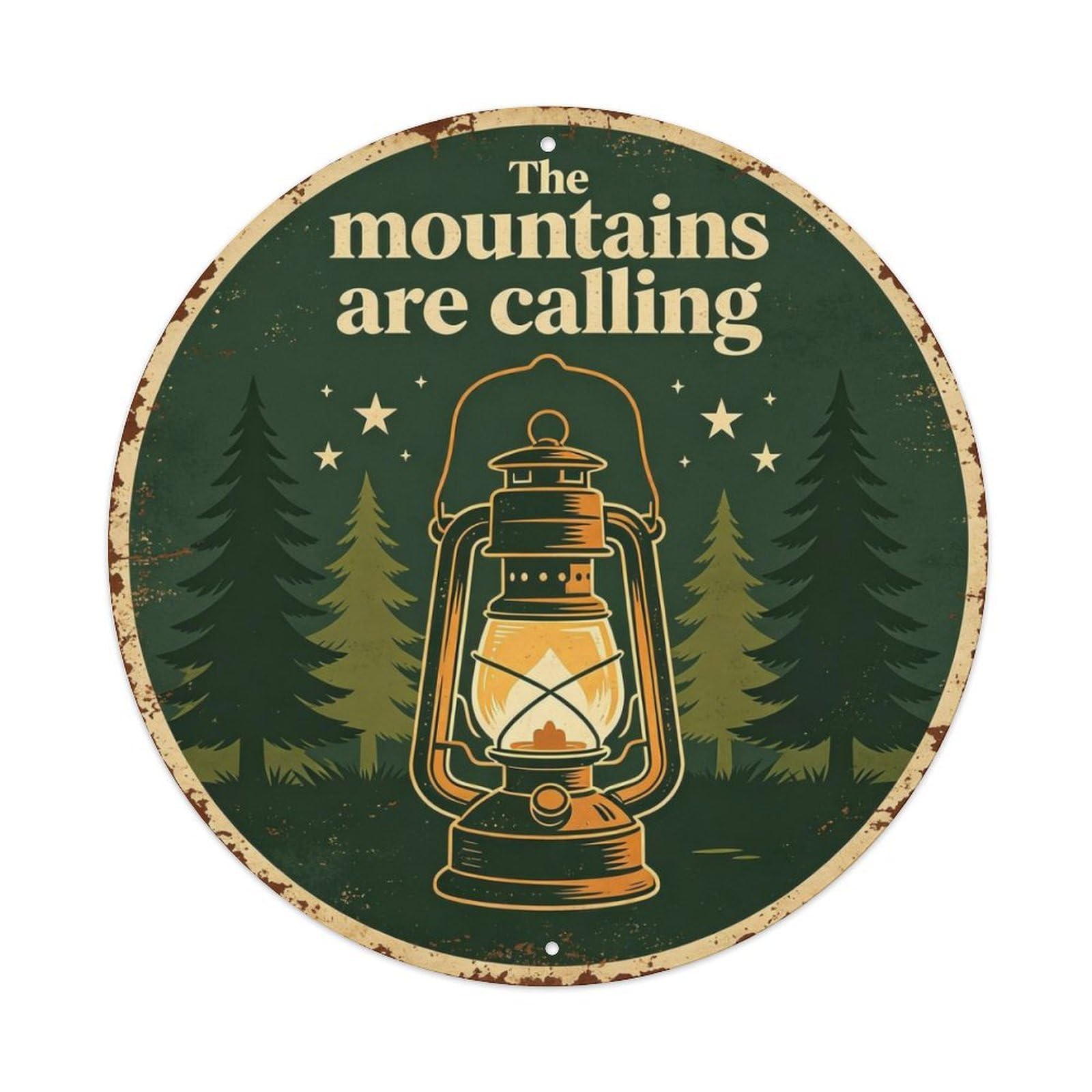 Vintage_mountains_calling_ Metal Tin Sign Plaque