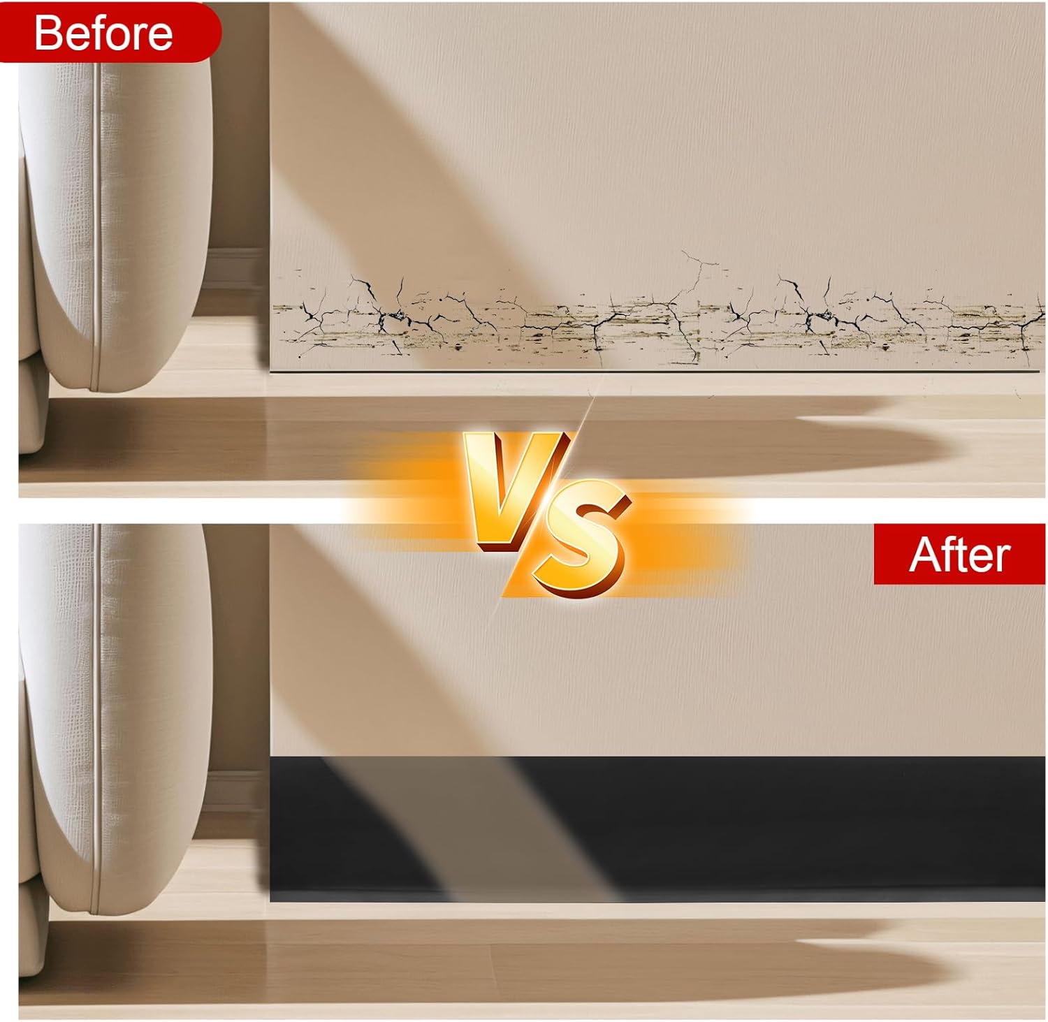 Storystore Wall Baseboard Trim 4 Inch x 20 Feet, Flexible Self-Adhesive Rubber Baseboard for Walls, Peel and Stick Wall Molding Trim - Image 5