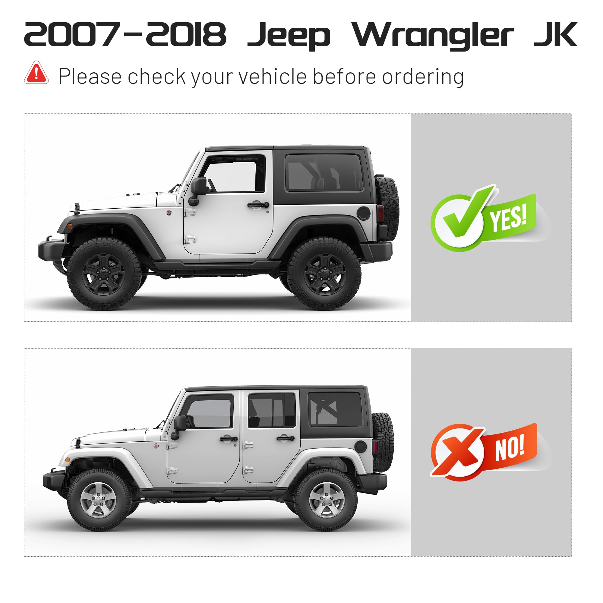 KUAFU Side Step Compatible with 2007-2018 Jeep Wrangler JK 2 Door Nerf Bars Running Board Guards Armor Kit Powder Coated Steel Black