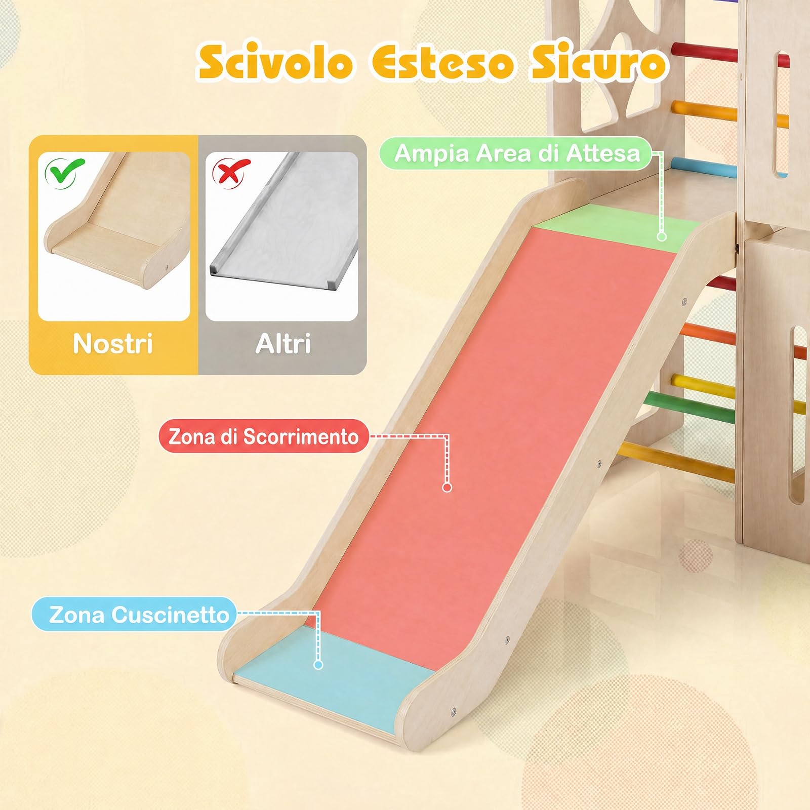 COSTWAY 8 in 1 Scivolo per Bambini, Parco Giochi in Legno (Colorato)