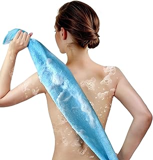 Back Scrubber for Shower Gentle Rayon Towel for Sensitive Skin Reusable Bath Scrubber with Massage Texture Cleansing Body Scrub Towel