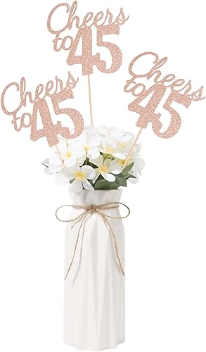 Miniatura 8 de Gexolenu Cheers to 21, paquete de 10 piezas de centros de mesa de cumpleaños número 21 con purpurina negra de doble cara para mesas, palitos