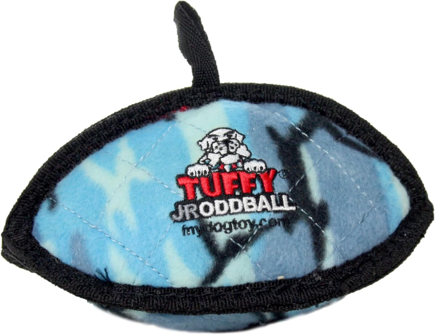 TUFFY -World's Tuffest Soft Dog Toy-Ultimate Odd Ball-Multiple Layers. Made Durable, Strong & Tough. Interactive Play (Tug, Toss & Fetch). Machine Washable & Floats. (Junior, Camo Blue)