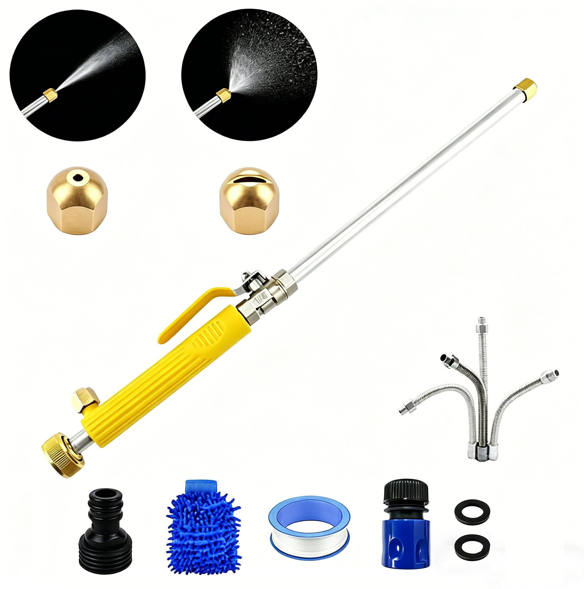 Jethose Pressure Washer, High Pressure Washer Wand for Garden Hose with 2 Spray Nozzles and Quick Connectors, Multipurpose Cleaning Tool for Home, Car, Patio and Garden (Blue) — view 9
