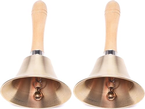 Vista 10 de Campana de llamada de mano de latón macizo extra fuerte con mango de madera