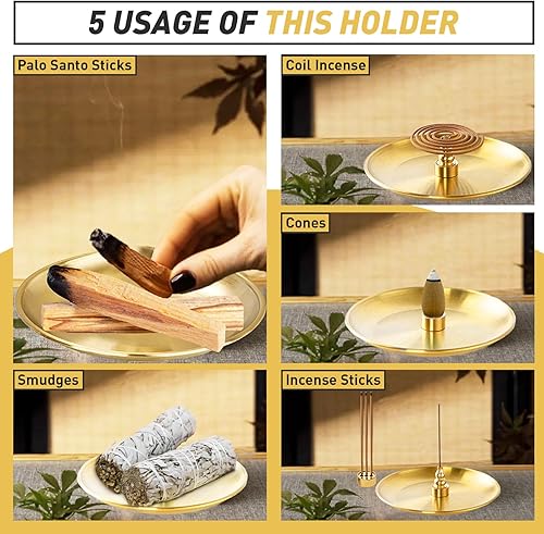 Miniatura 3 de Soporte para incienso de 5.5 pulgadas, quemador de incienso 5 en 1, soporte de Palo Santo, soporte de salvia, soporte de incienso para palosbobinas