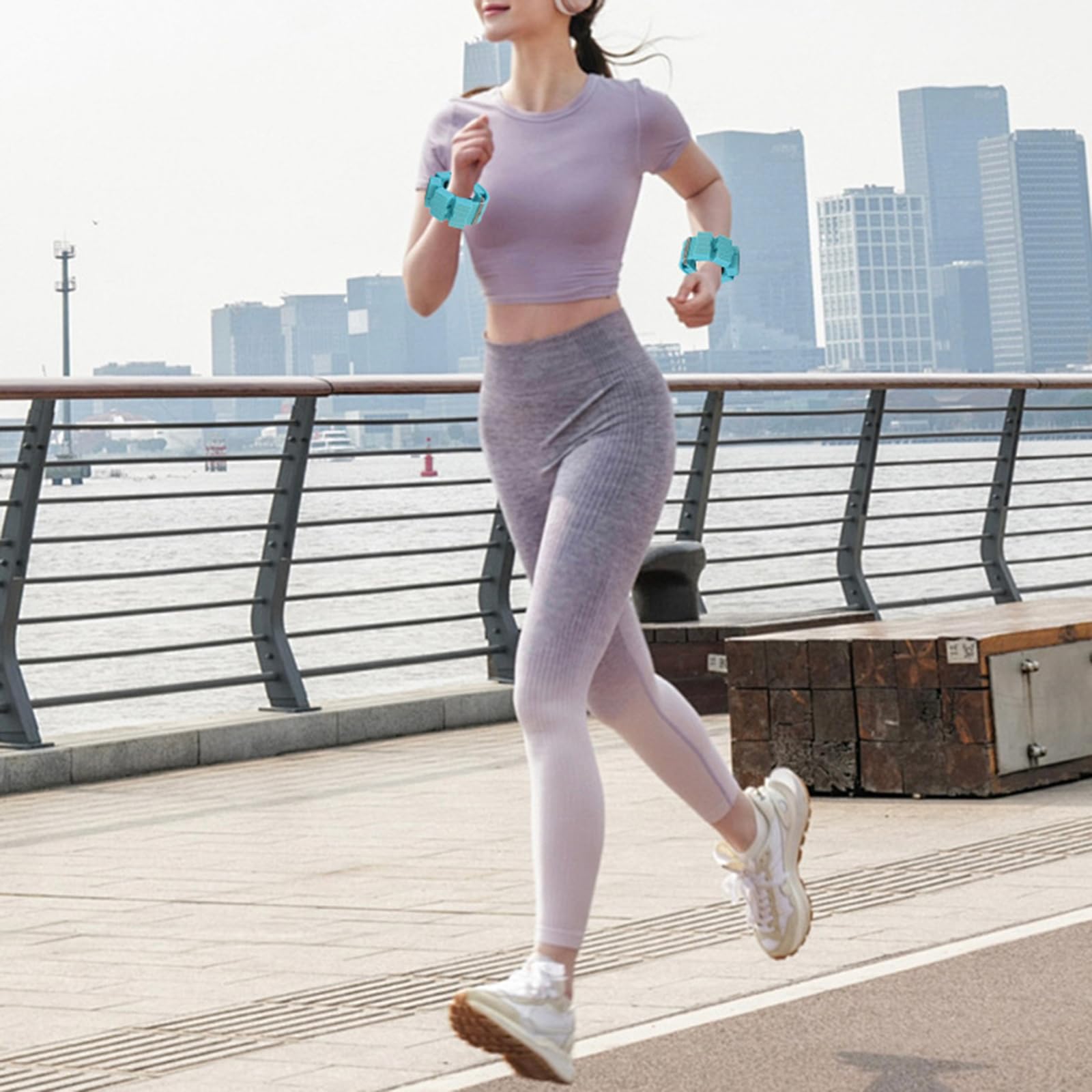 Polsiere e cavigliere regolabili in silicone per allenamento fitness, design antiscivolo per corsa e palestra