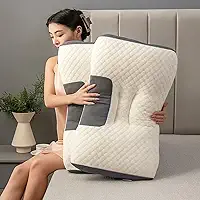 Travesseiro Ortopédico Cervical Para Pescoço 74x48cm – Almofada Ergonômica Para Dormir, Espuma De Alta Densidade, Capa Lavável, Apoio Anatômico Anti Deformação (1)