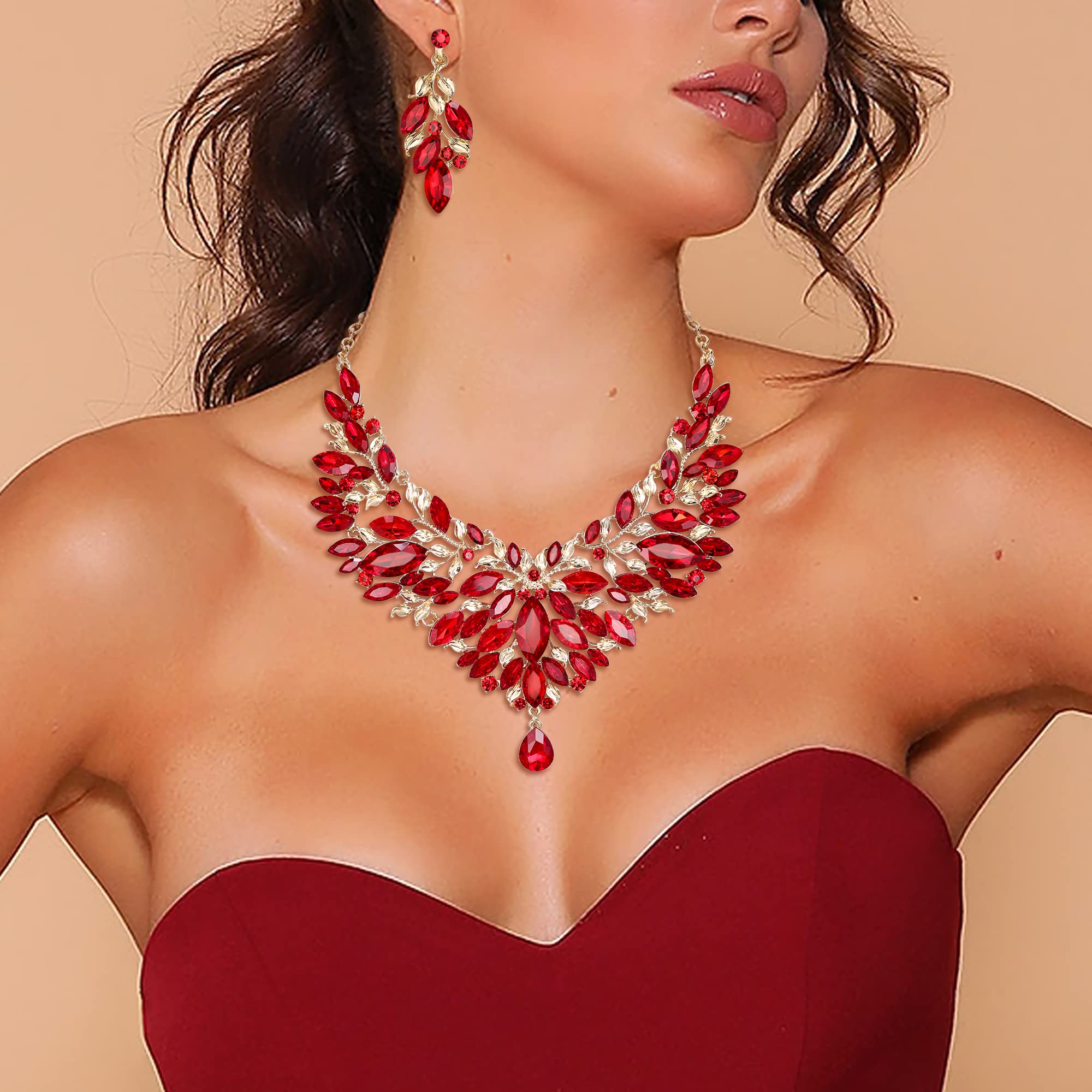 Parure Bijoux Femme Mariage Mariée Cristal Strass Aile Collier et Boucles d'Oreilles Pendantes Fête Clair Ton d'argent