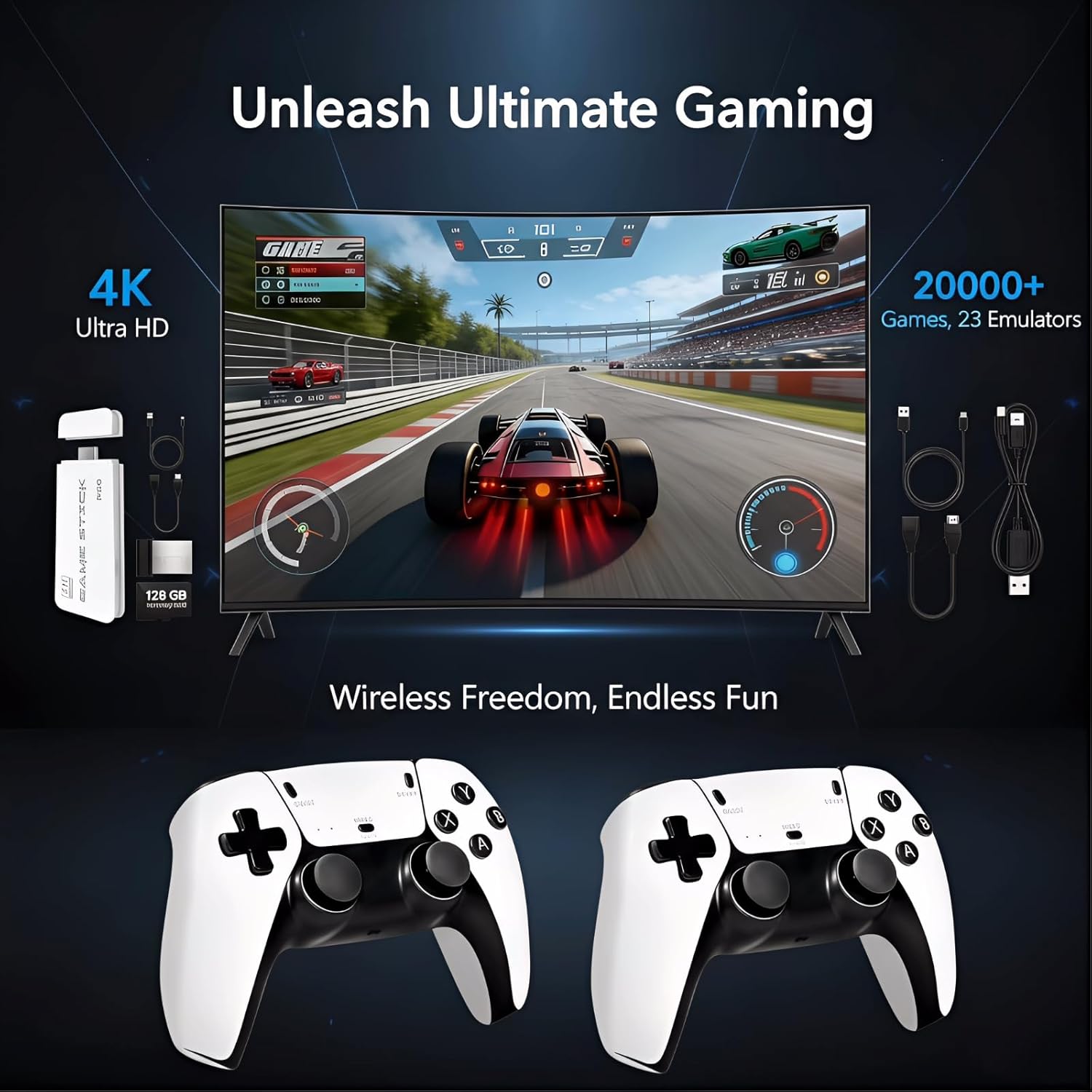 Retro Gaming Console 2026 Edition Built-in 128GB Storage Supports 20,000+ Classic Games Dual Wireless Controllers 4K HDMI TV Stick Plug-and-Play Nostalgic Gaming System 6 71DomsSJ9mL. SL1500