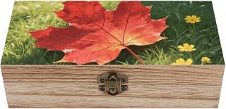 Pretty Leaves Wooden Keepsake Box with Hinged Lid Beautifully Decorative Boxes Wooden Storage Boxes Jewellery Organiser Unique Gift for Photos, Jewelry, Letters & Gifts