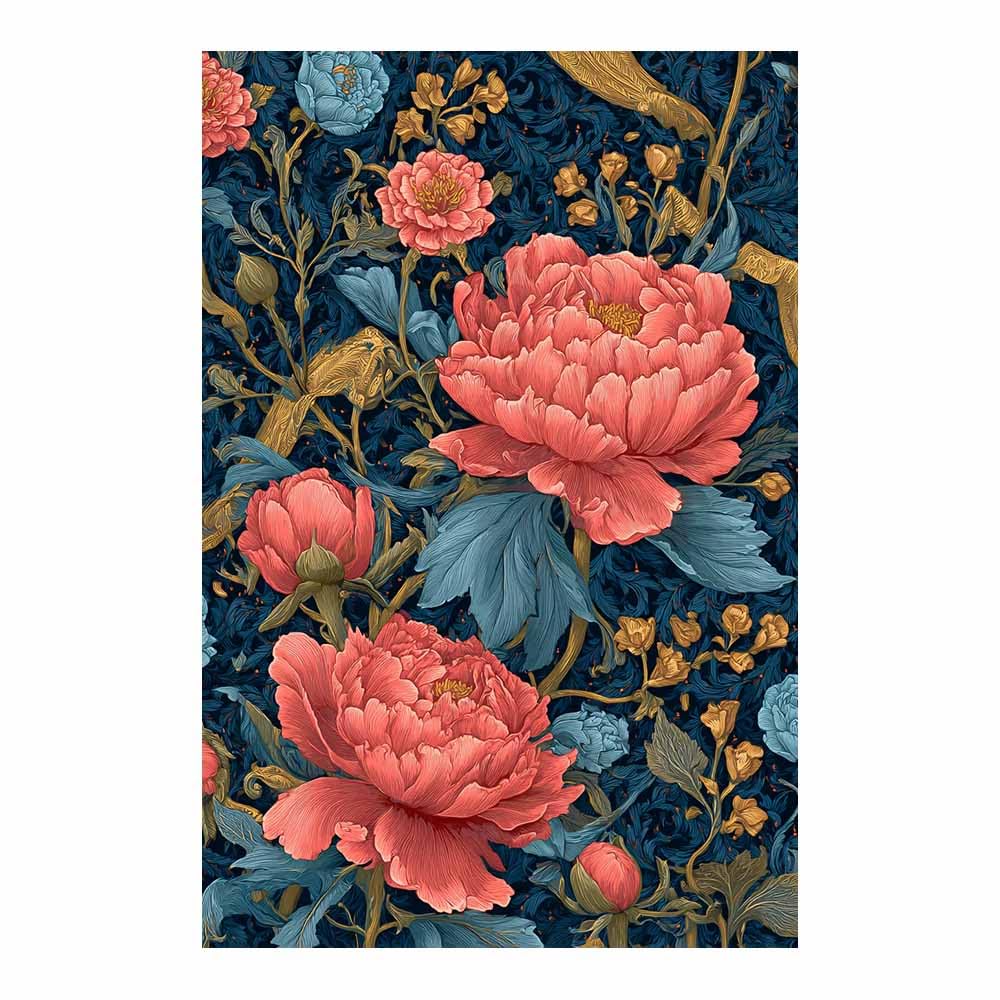 Xeniou Multicolor Flower Canvas Wall Art Corals Peony Pattern Art Canvas Wall Art, For Living Room Bedroom Restaurant Home Office Wall Decoration(Multicolor)-80X120cm Unframed