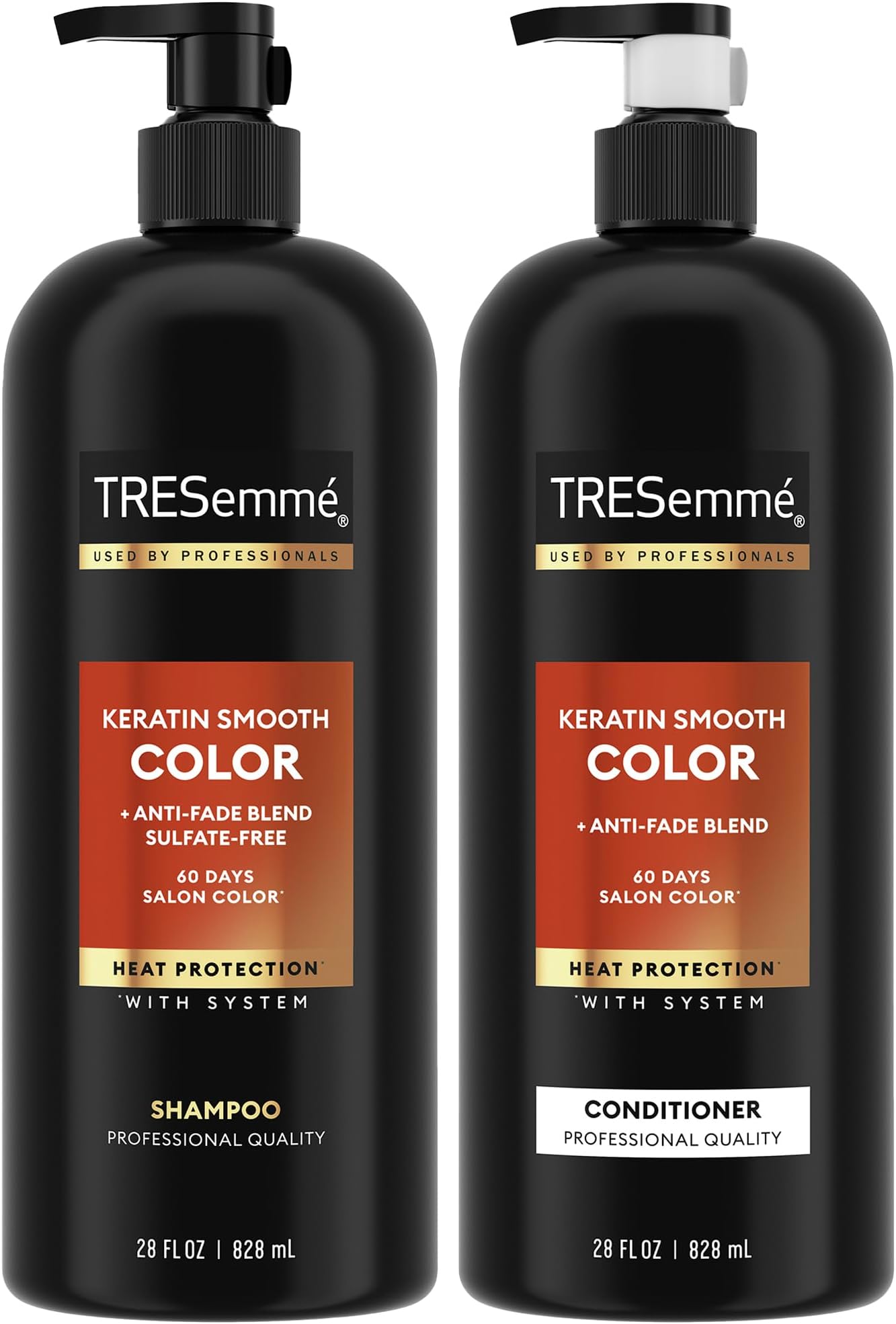 TRESemmé Shampoo and Conditioner, Keratin Smooth Color – Anti-Fade, Anti-Frizz Hair Products for Color-Treated Hair, 28 Oz Ea