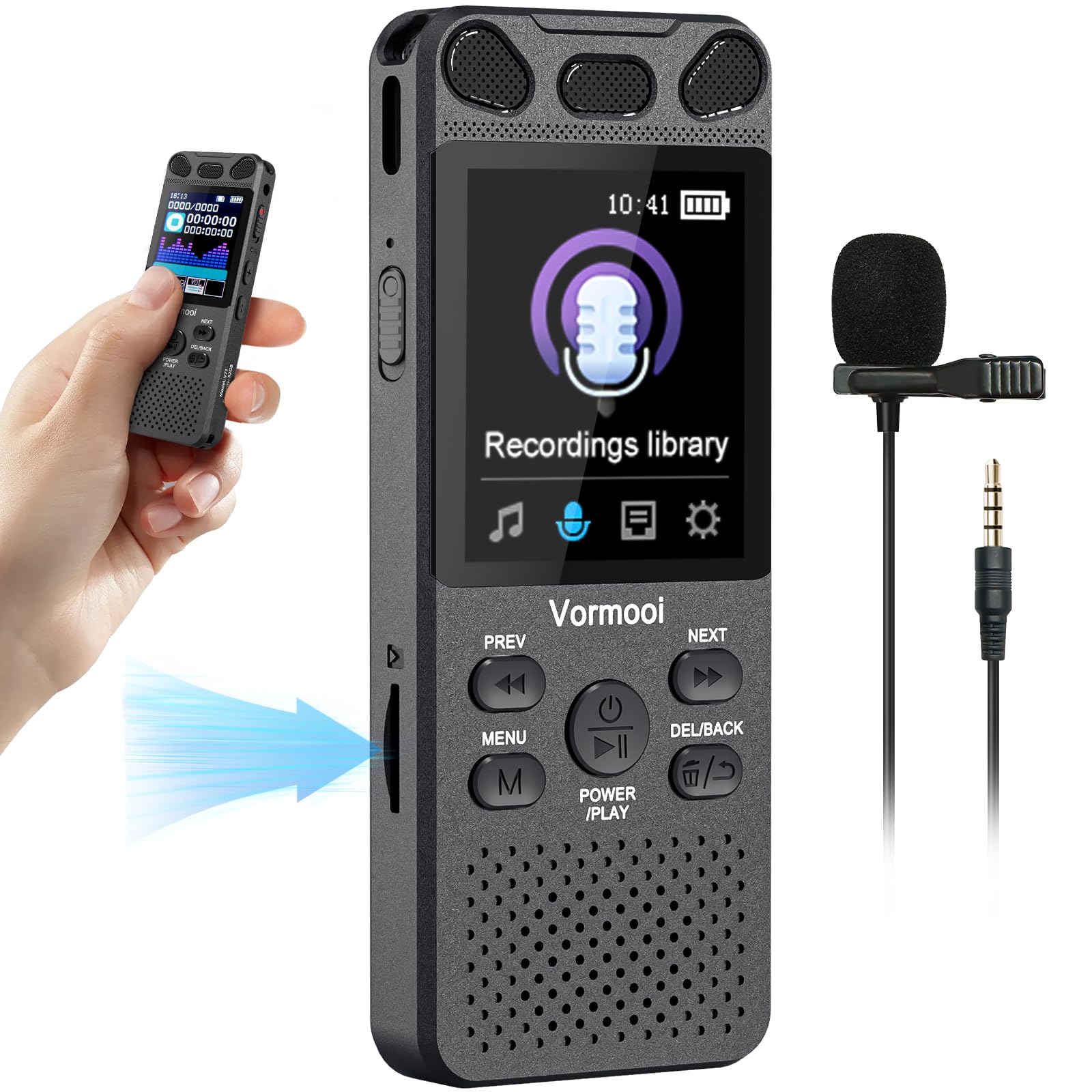 Vormooi 110H Digital Voice Activated Audio Recorder, Memory Card Insertable