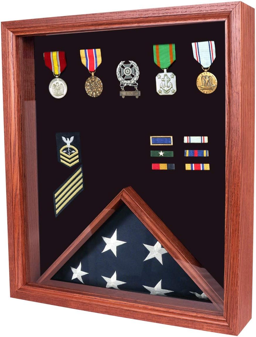 Online Stores Inc Military Flag and Medal Display Case - Shadow Box