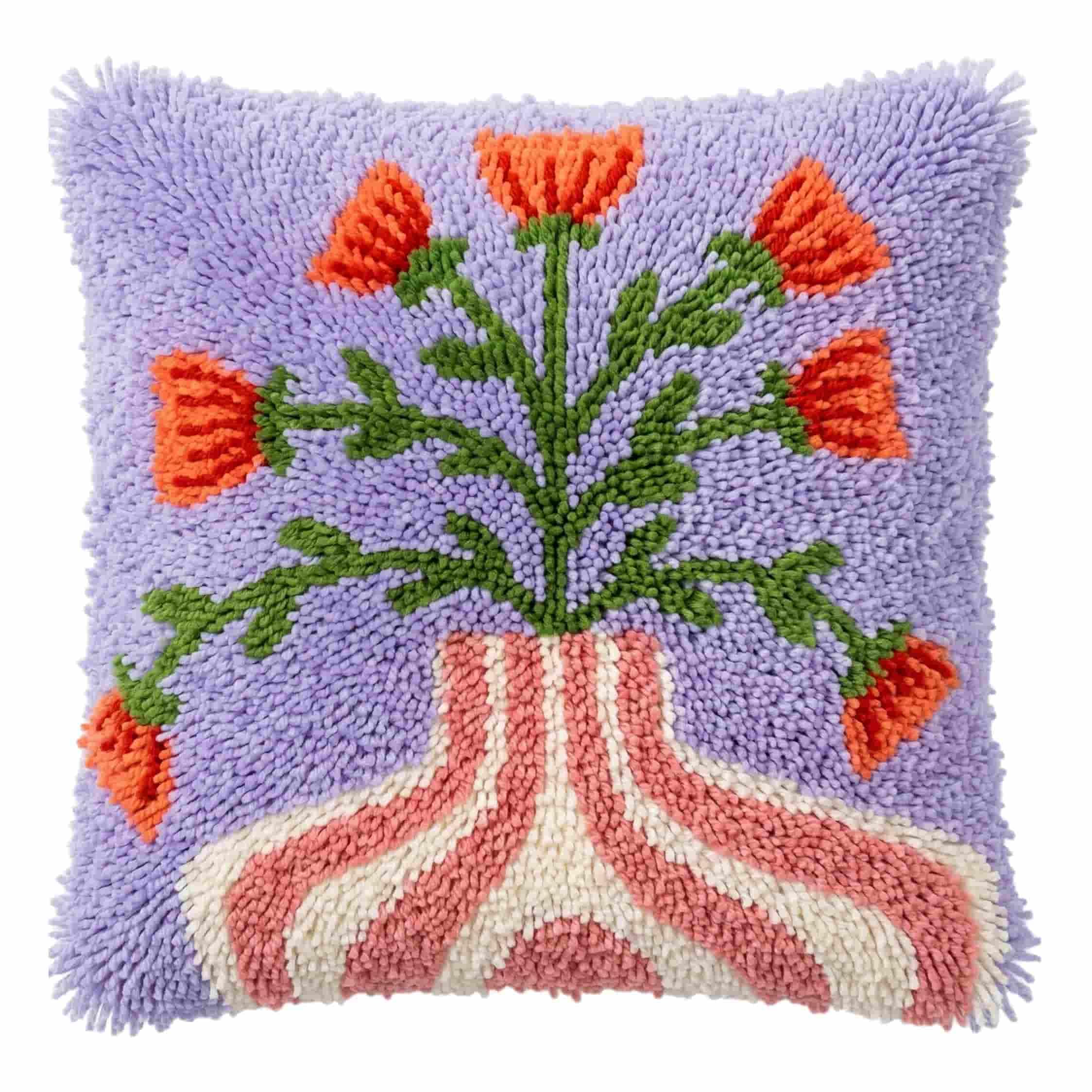 AxiangziK Latch Hook DIY Pillow Kit,Vase Cushion Cover 43X43Cm