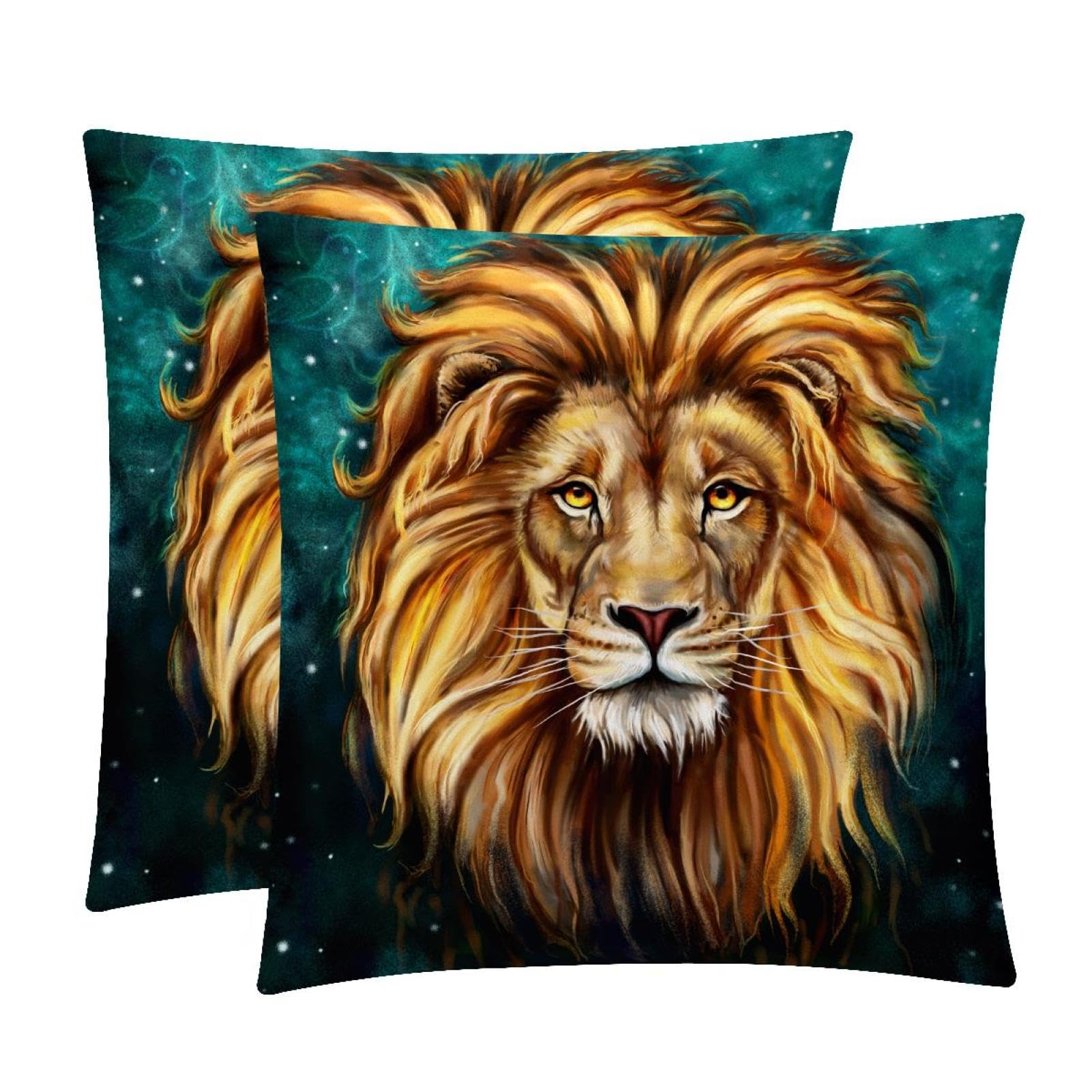 TDGKPZ Brown Lion Throw Pillow Covers 2 Pack Pillowcases Soft Cozy Pillow Cases For Couch Bed Sofa 45x45cm