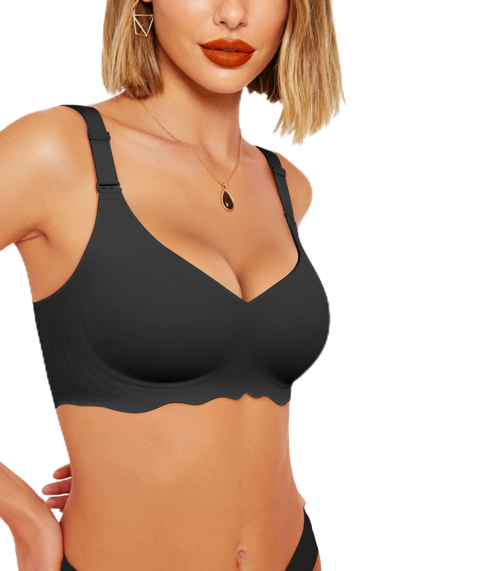 HORISUN Bügelloser BH Damen, Nahtlos 3D Jelly Strip, Push up mit starker Halt, Anti-Achselbeulen, Ideal für Schlaf, Yoga & Alltag