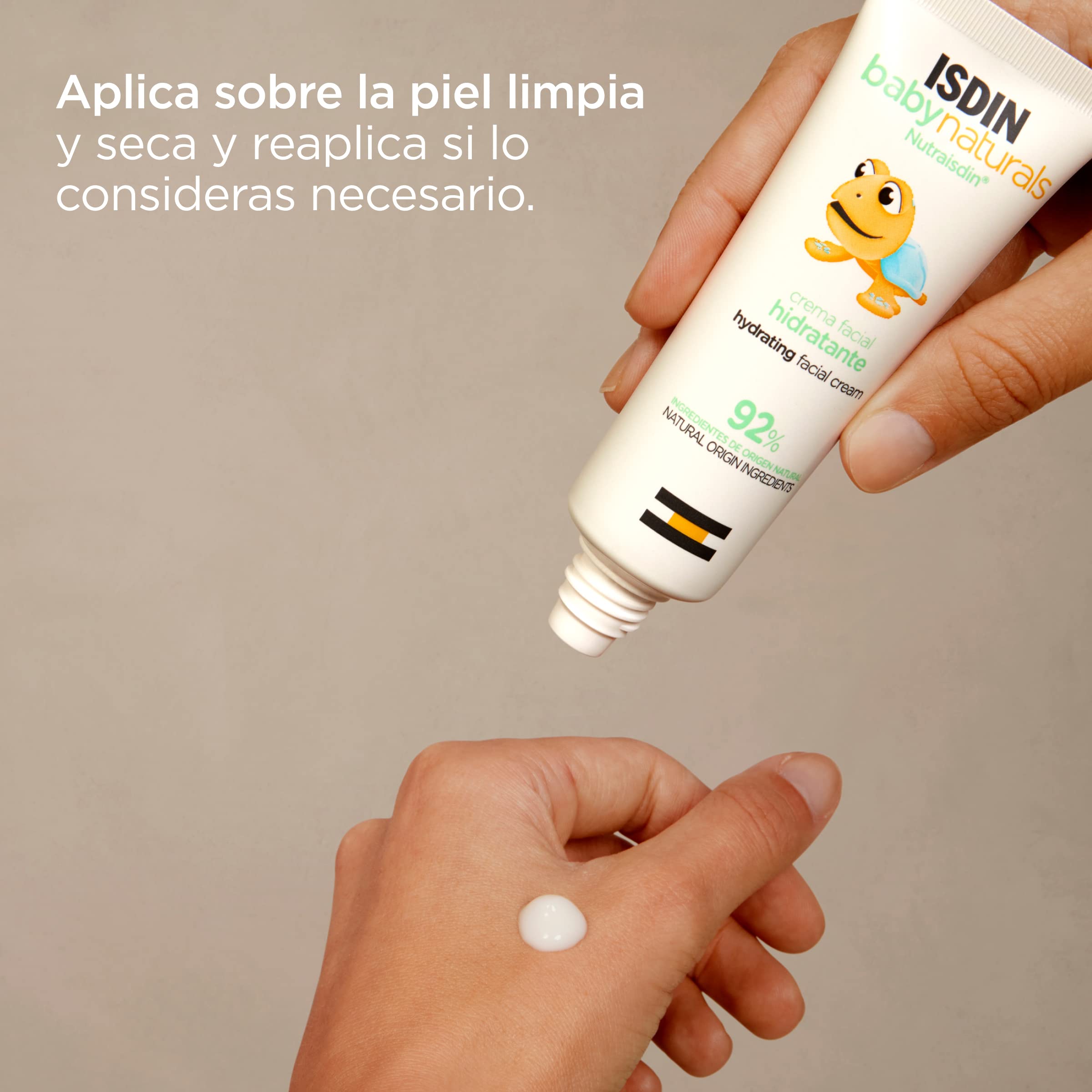 ISDIN Baby Naturals Crema Facial Hidratante Diaria para Bebé, con un 92% de Ingredientes de Origen Natural, 50ml