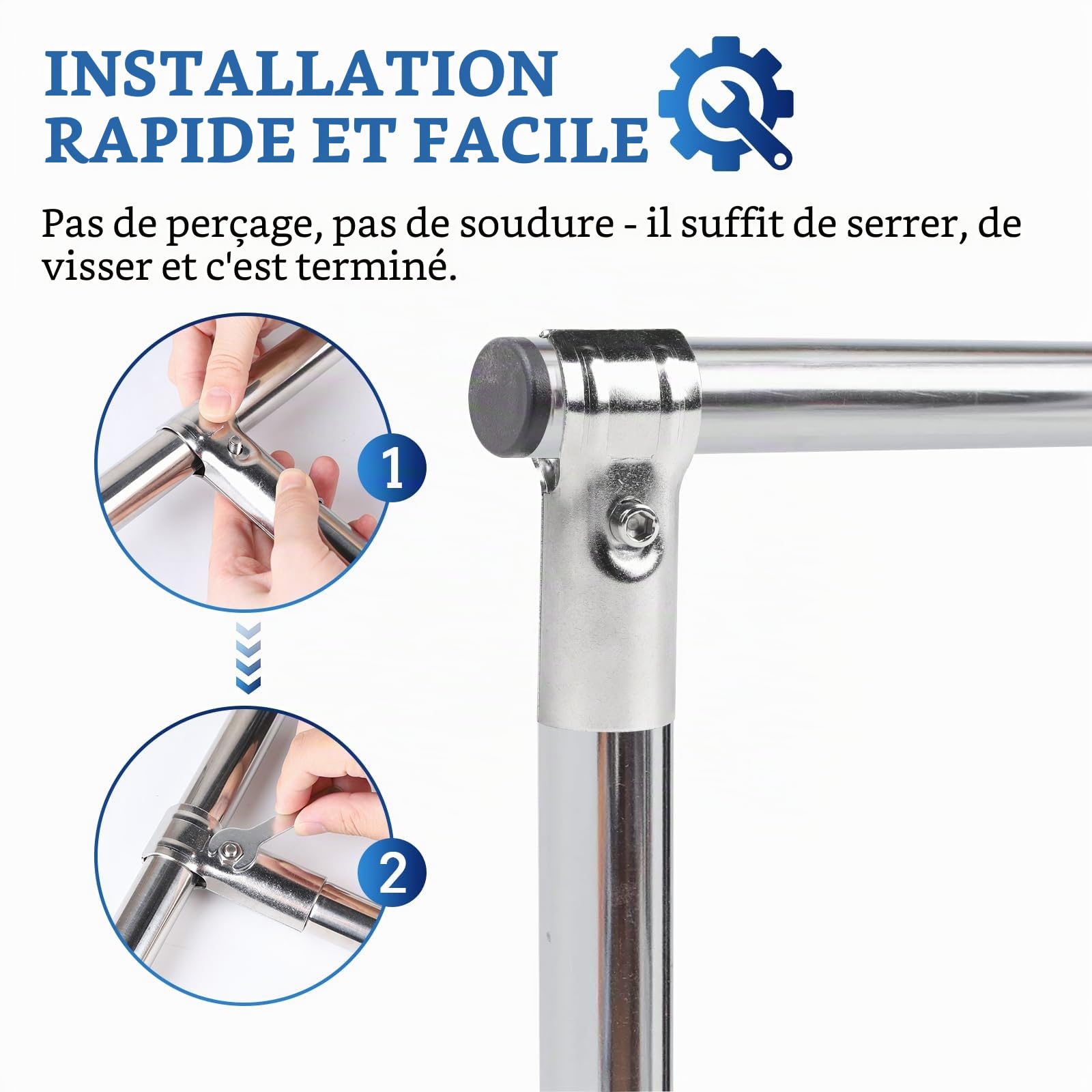 4 PCS Colliers de Serrage en T Inox 25mm, Raccord de Tuyau en T 25mm pour Tube en Aluminium, Tringle à Vêtements, Garde-Corps, pour Raccordement à Tube Rond