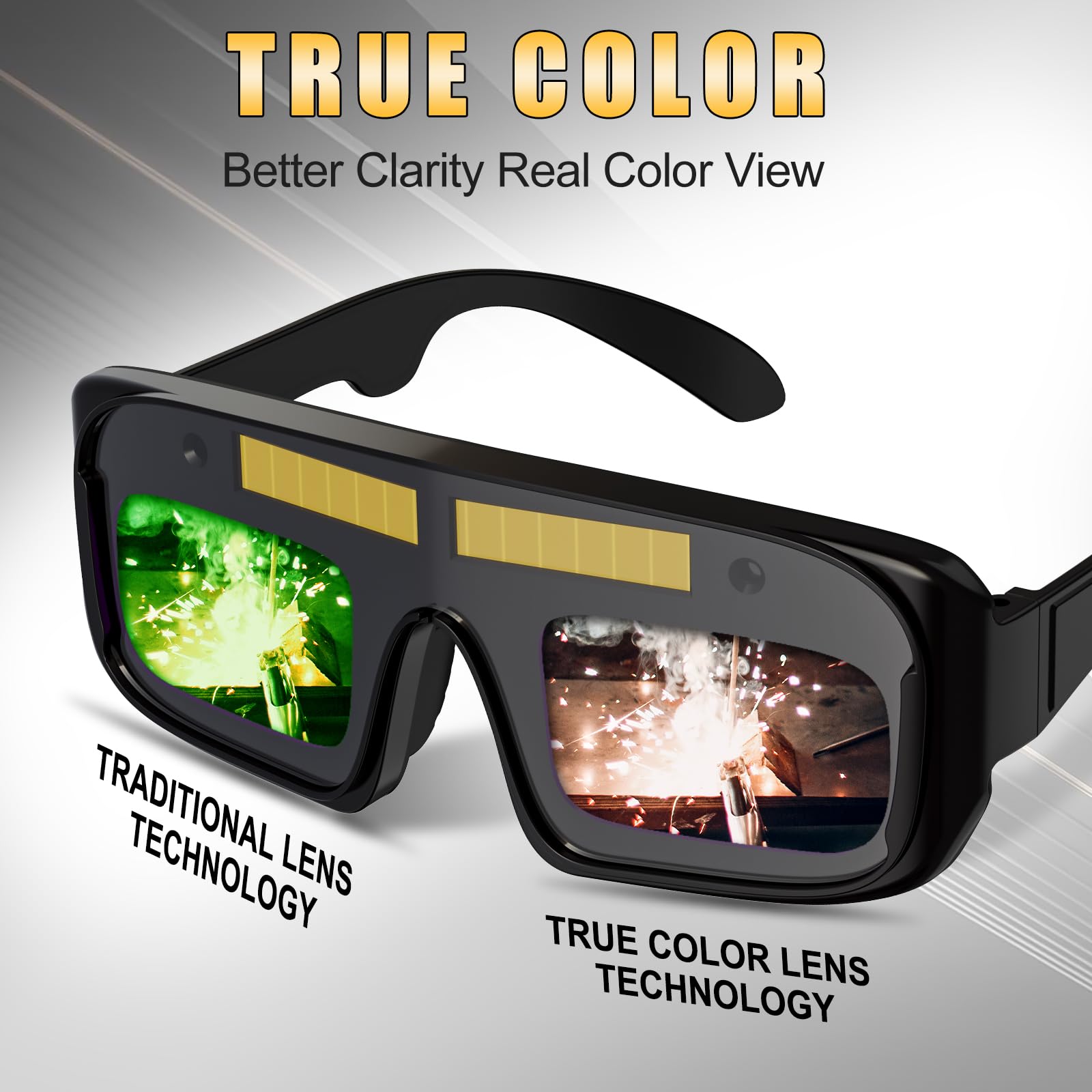 Gafas de soldadura de oscurecimiento automático, gafas de soldadura profesionales con energía solar con oscurecimiento automático con color real, gafas de seguridad de soldadura para TIG MIG ARC y