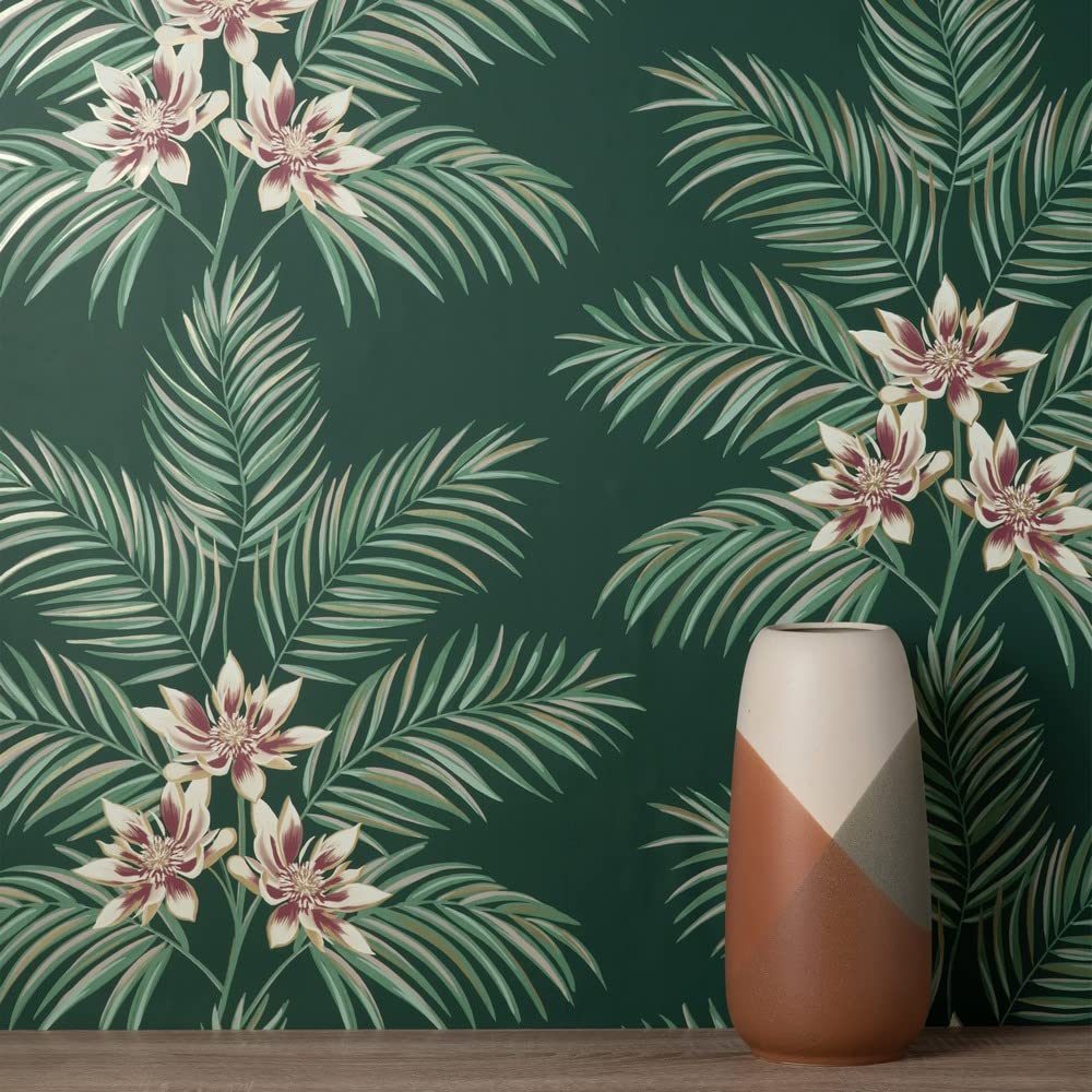Fine Decor FD43279 UK Bali Tropical Floral Emerald, Green, 52 x 1005 cm - Image 3