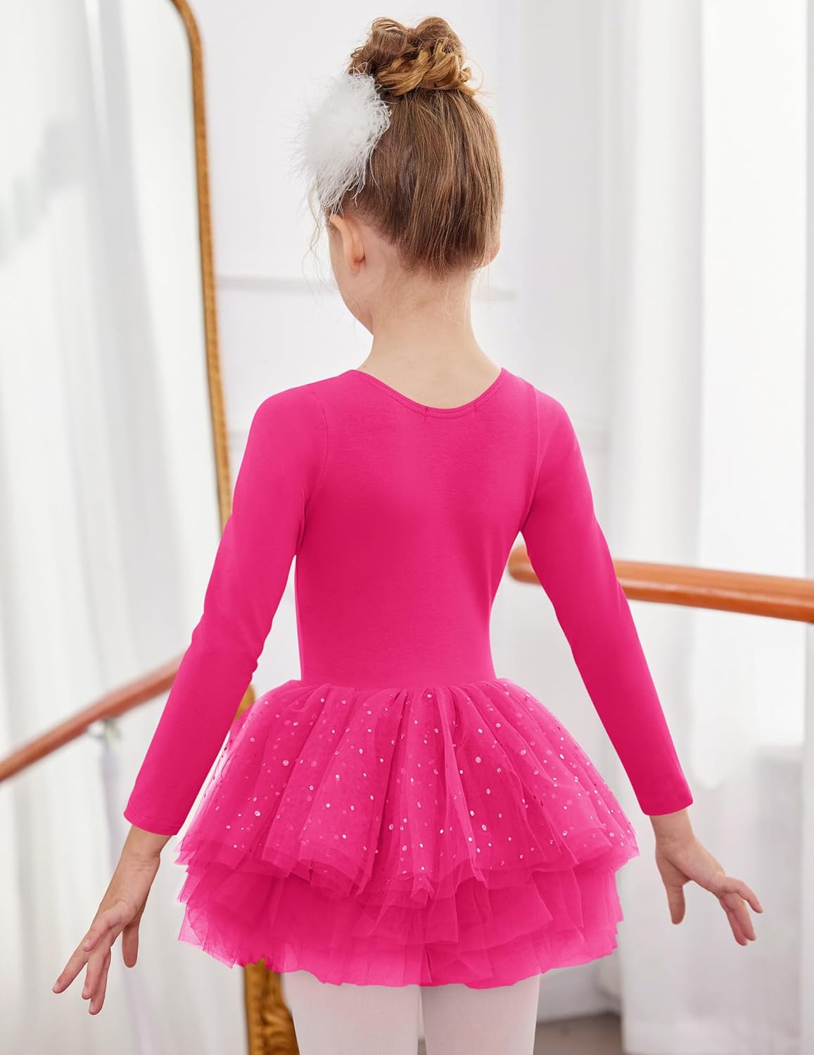 Zaclotre Girls Ballet Leotards 4-Layers Tiered Long Sleeve Dance Tutu Dresses Party Costumes for Ballerina - Image 4
