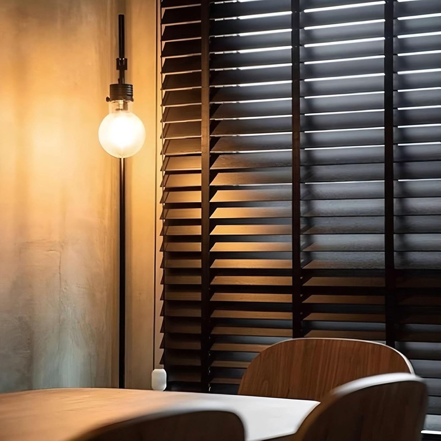 2 Inch Black Faux Wood Blinds for Indoor Window, Wooden Mini Blind Cordless, Horizontal Blinds Shades Curtain Privacy Blind for Window Door(Wood)