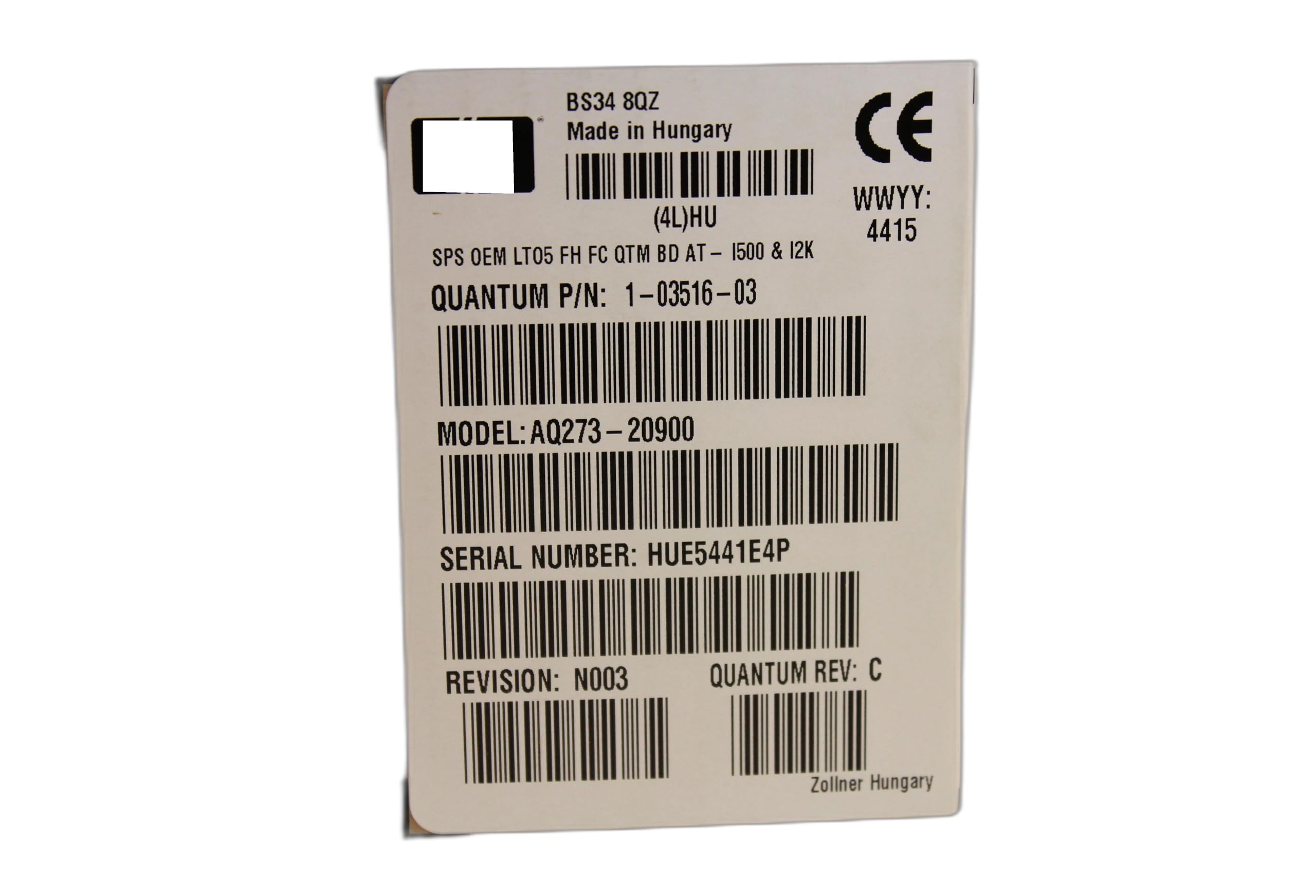 HEWLETT PACKARD BRSLA-0901-DC HPE LT05 ULTRIUM Internal Storage Tape Drive