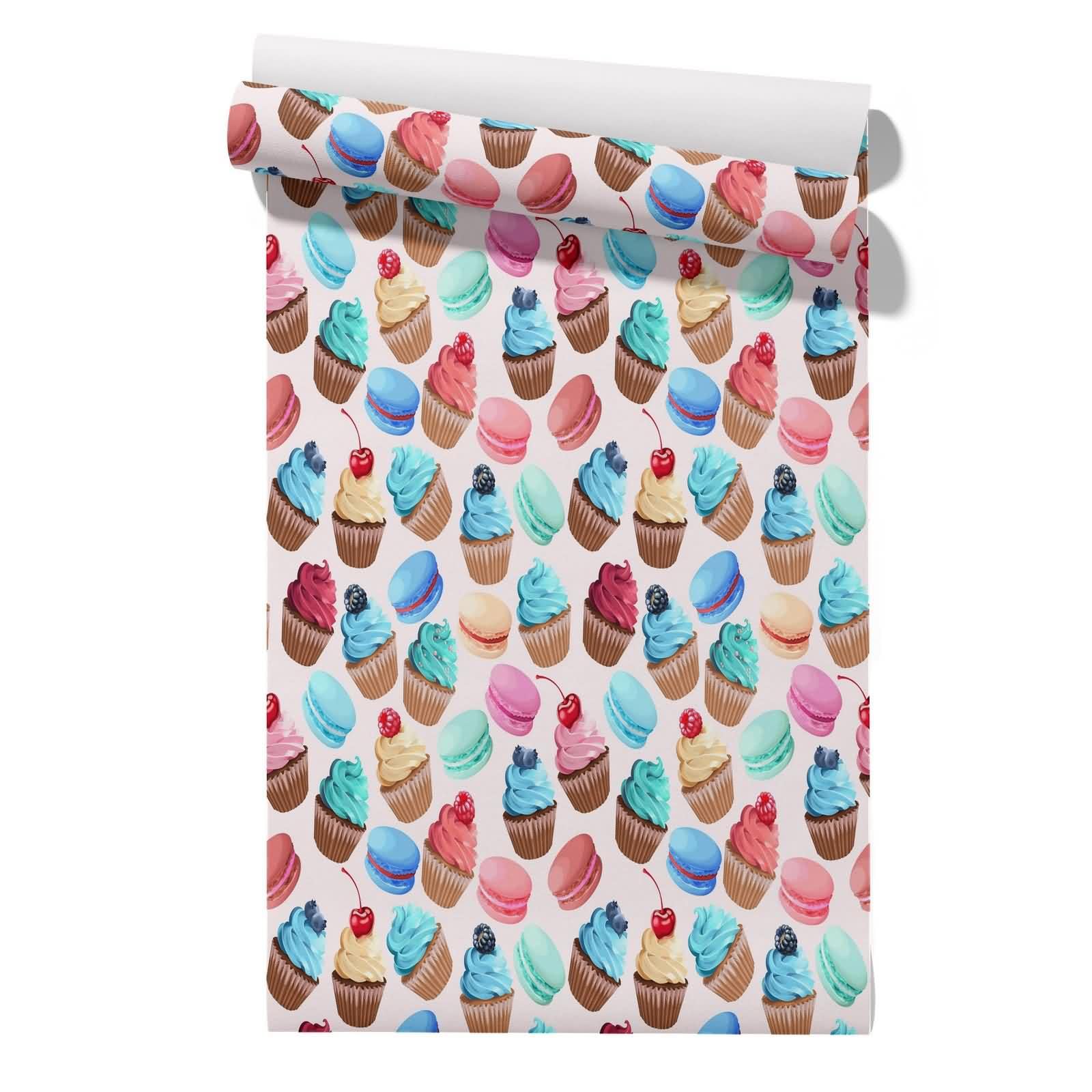CEVAN Living Room Wallpaper Stick On Covering Material Cake Cute Cartoon 45x500cm