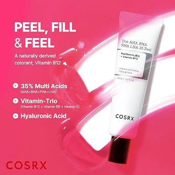 COSRX AHA BHA PHA LHA 35% Peel 1.01 fl. oz / 30 ml, Chemical Exfoliating Peeling Gel for Dull, Rough, Oily skin with Clogged Pored & Dead Skin Cells, Highly Concentrated