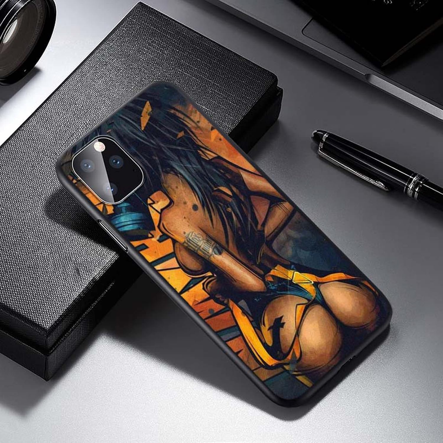 Cute Girls Summer Art for Apple for iPhone 12 Pro Max Mini 11 Pro XS Max X XR 6S 6 7 8 Plus 5S Bright Black Phone Case-Style 07-for iPhone 11