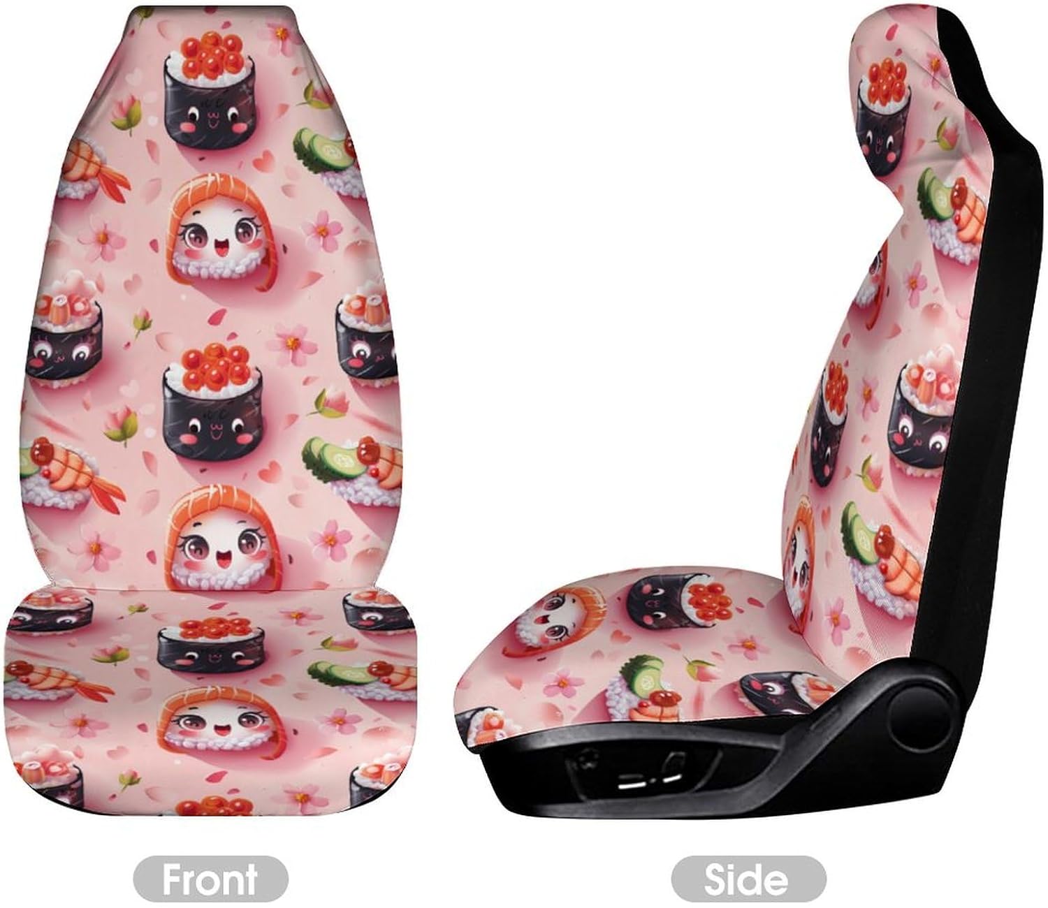 Funny Japanese Food Sushi Car Seat Covers Automotive Seat Covers Car Seat Protector Auto Front Seats Protector for Most Cars 2PCS
