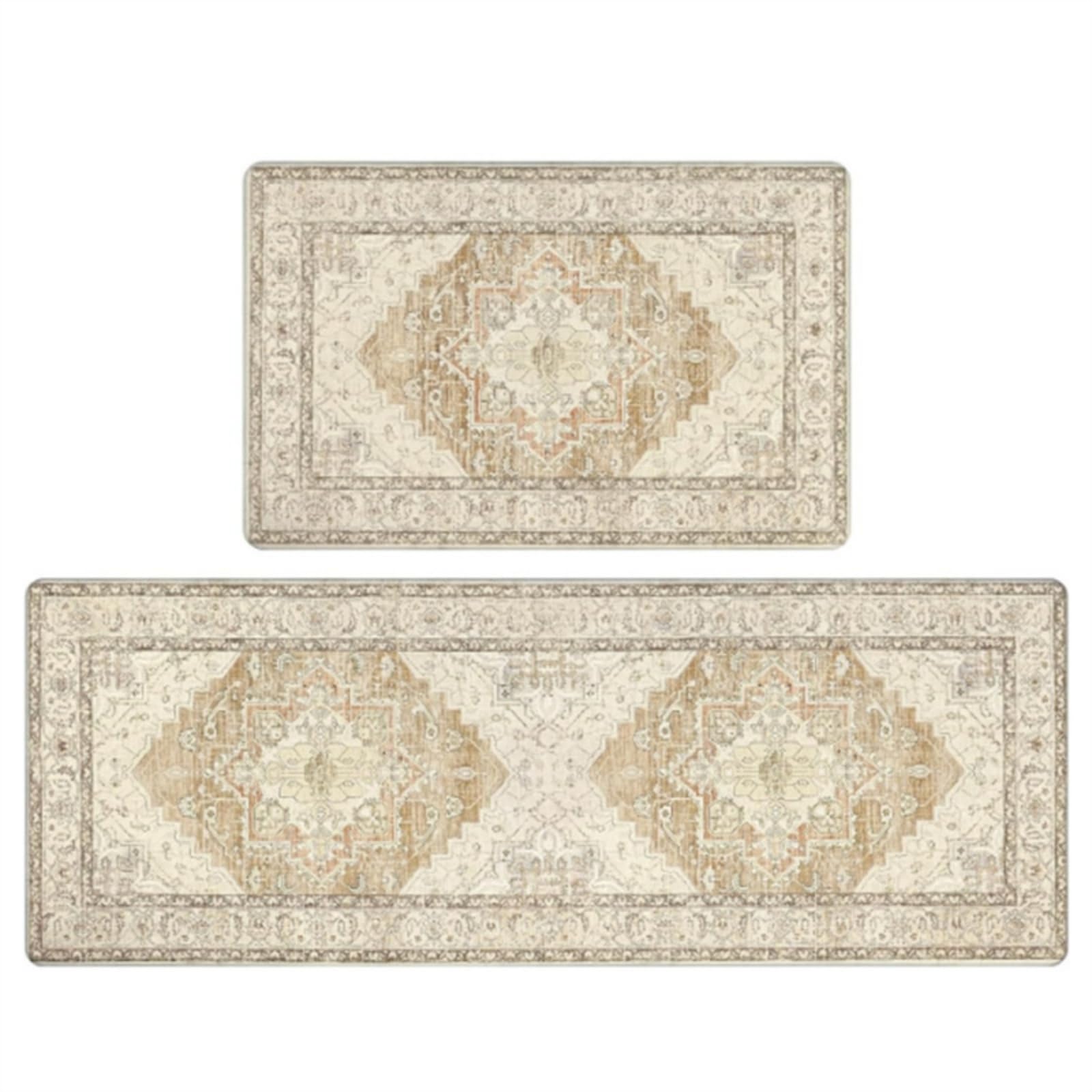 Alfombra vinílica de cocina elegante en color beige y amarillo de 50x80 cm