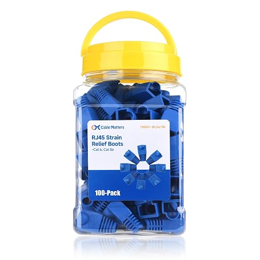 Cable Matters 100-Pack Cat6/Cat5e RJ45 Strain Relief Boots, Blue | Suitable for 6.5mm (0.25in) Ethernet Cables, RJ45 Boot, Cat 6 Boot