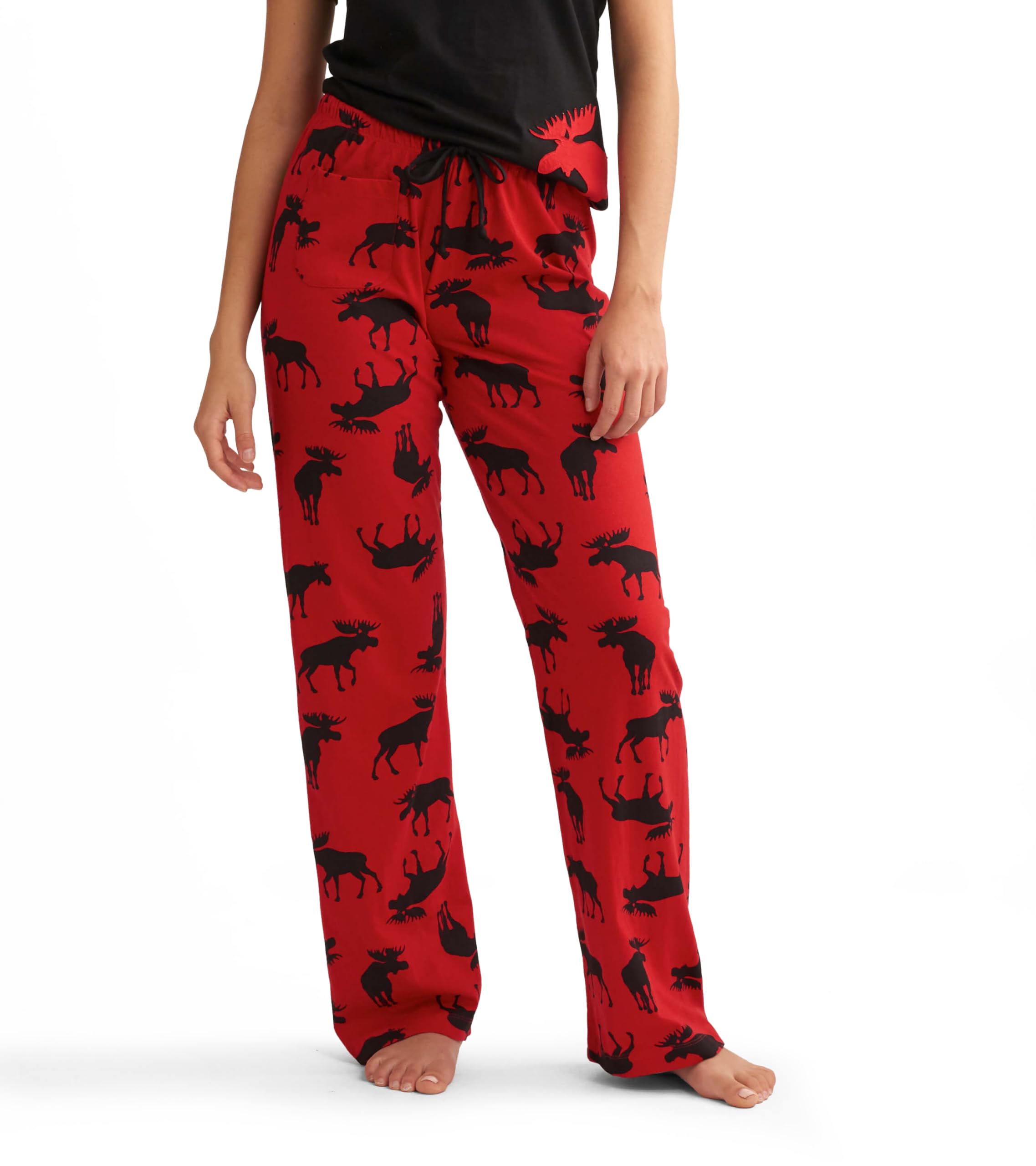 Little Blue House by Hatley Women's Moose Family Pyjamas Pyjama Bottoms, Red (Moose On Red), X-Small
