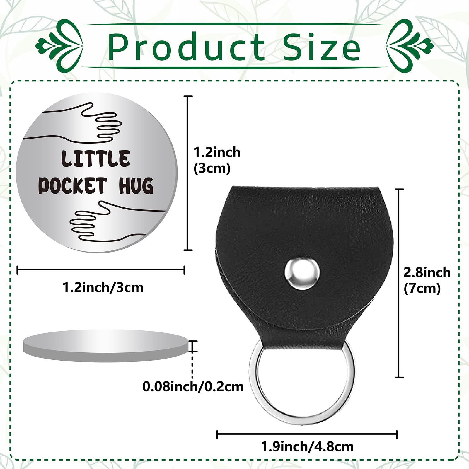 Portachiavi Con Targhetta Pocket Hug In Acciaio Inox, Faccina Abbraccio Doppio Lato, Regalo Di Relazione A Distanza