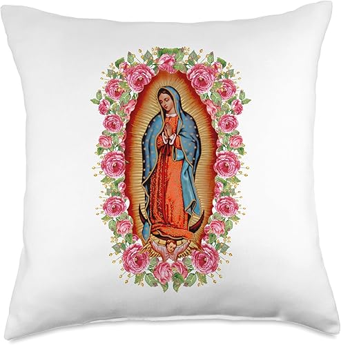 Virgen María Linda Y Querida Co Nuestra Señora Virgen De Guadalupe Almohada Virgen María, 18.0 x 18.0 in, multicolor