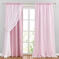 Vista 25 de PONY DANCE Cortinas para Sala de 84 Pulgadas de Largo - Cortinas con Capa Traslúcida, 52 Pulgadas de Ancho, Paneles para Tratamiento de Ventanas