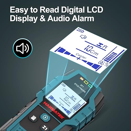Miniatura 6 de HANMATEK Detector de escáner de pared con sensor inteligente profesional, alarma de audio y pantalla LCD HD, herramienta 5 en 1 mejorada de madera