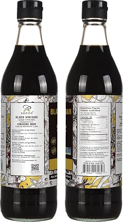 Soeos Chinkiang Vinegar, 16.9 fl oz (500ml), 3 Years Aged Black Vinegar