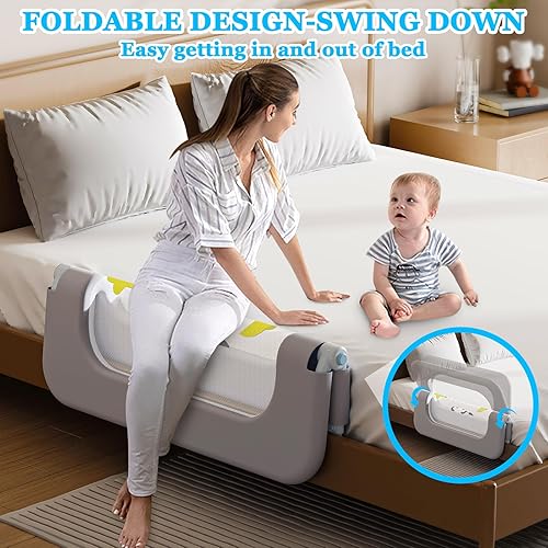 Miniatura 2 de Barandilla de protección para cama de bebé para niños pequeños, altura ajustable, barandilla abatible hacia abajo, barandilla lateral de seguridad