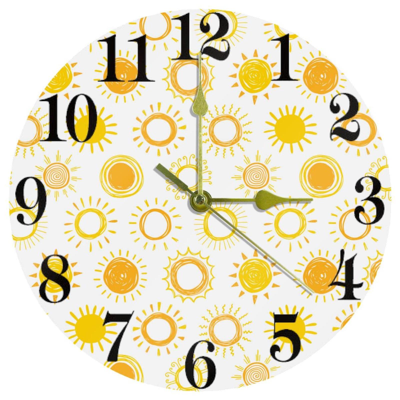 Horloge murale pour l'école et la maison motif soleil