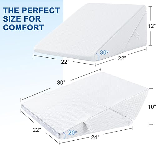 Miniatura 4 de ROCYJULIN Almohada de cuña para dormir, 9 y 12 pulgadas, ajustable de espuma viscoelástica inclinada, almohada elevada, almohadas de cuña triangular
