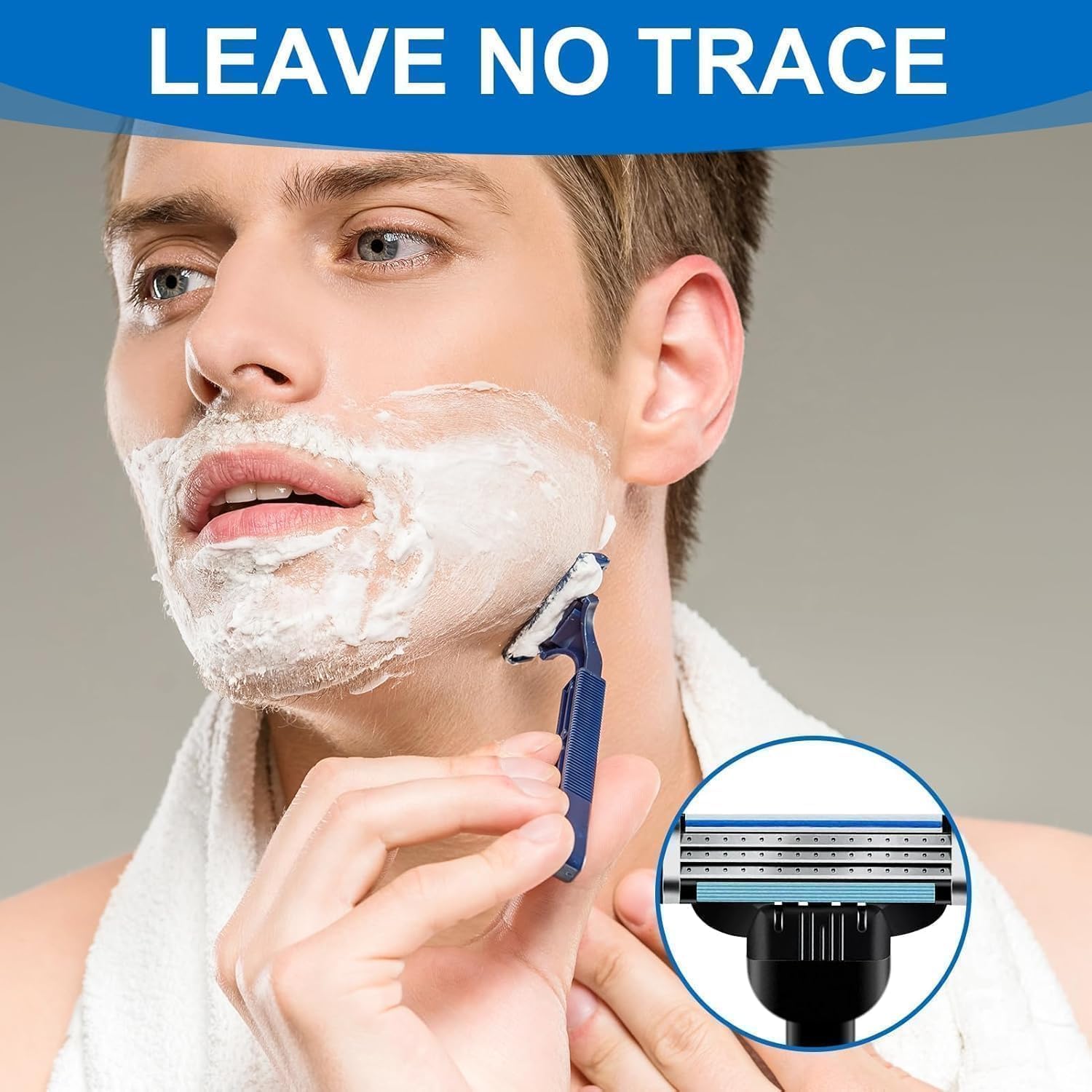 Lot de 16 Lames Rasoir, Recharges De Lames De Rasoir Pour Homme Compatible 3, Lames de Rasoir en Acier à Double Bande Lubrifiante pour Hommes Manuel Professionnel Barbe Rasoir Lame