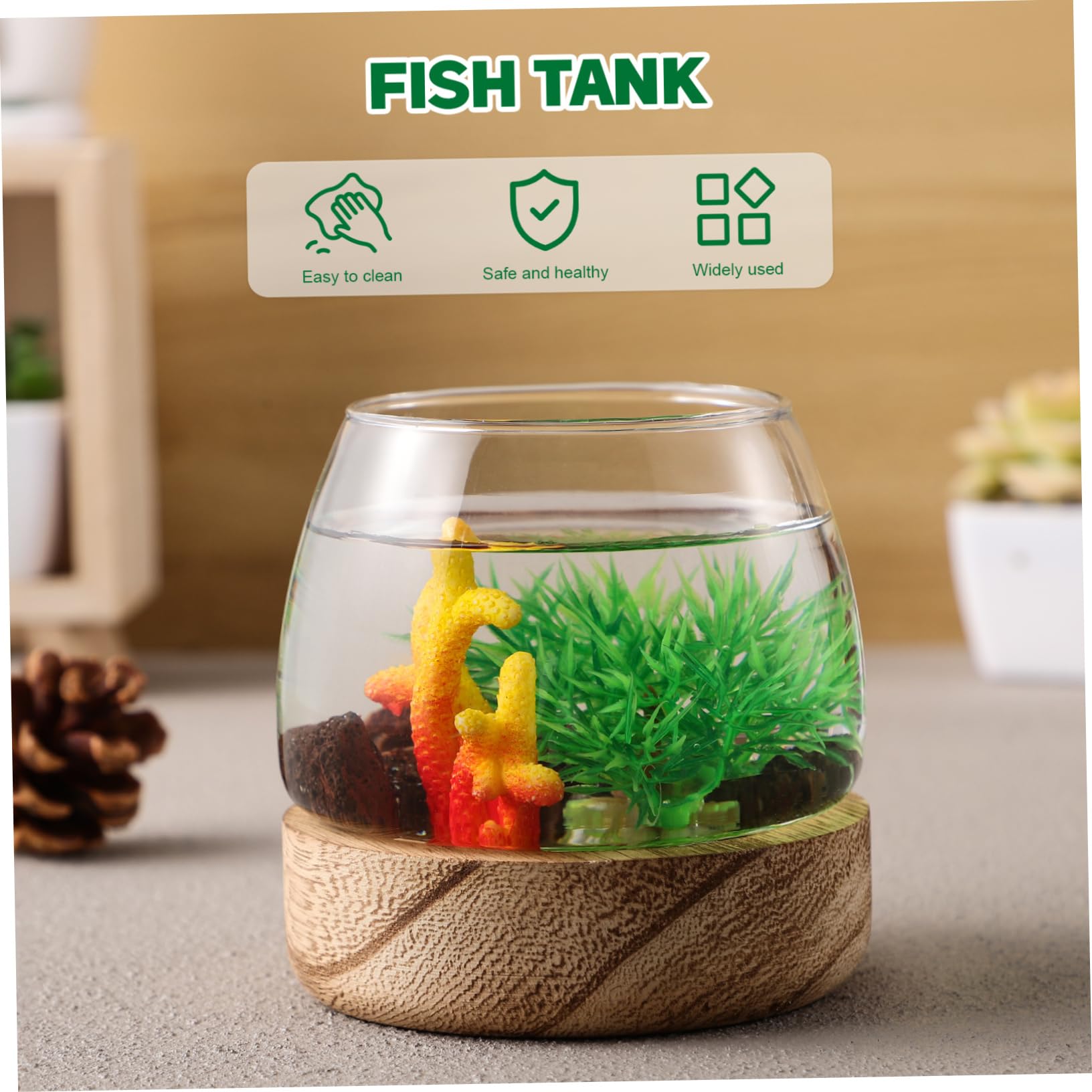 Happyyami 3kawałki Szklana Miska Akwarystyczna Do Ryb Uniwersalne Terrarium i Wazon Rośliny Elegancki Element Dekoracyjny Do Domu Wytrzymałe Szkło Stół i Biurko