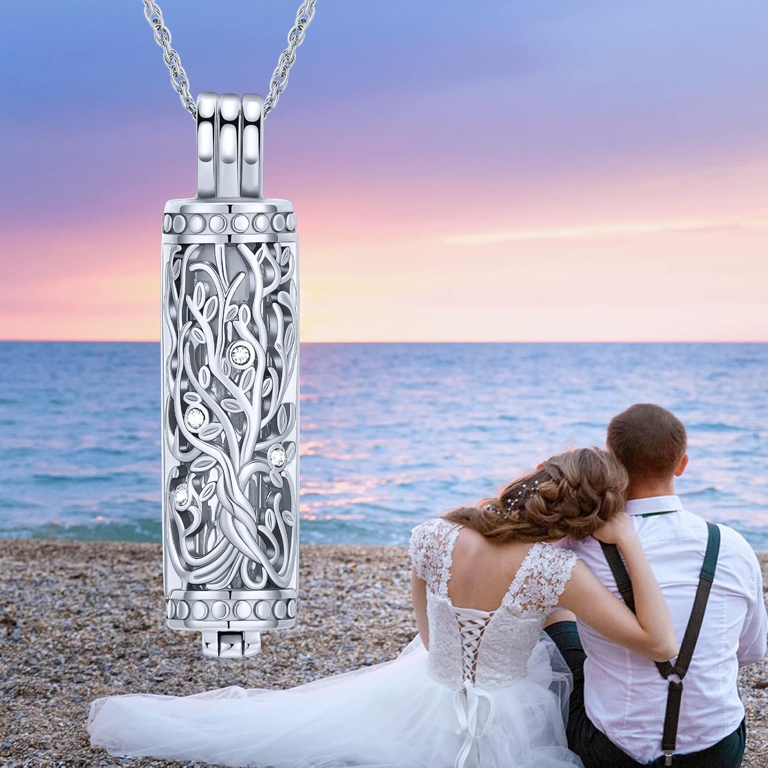 shajwo Cylinder Cremation Urn Ashes Necklace for Women Men Glass Vial Urn Pendant Keepsake Memorial Jewelry - Image 5