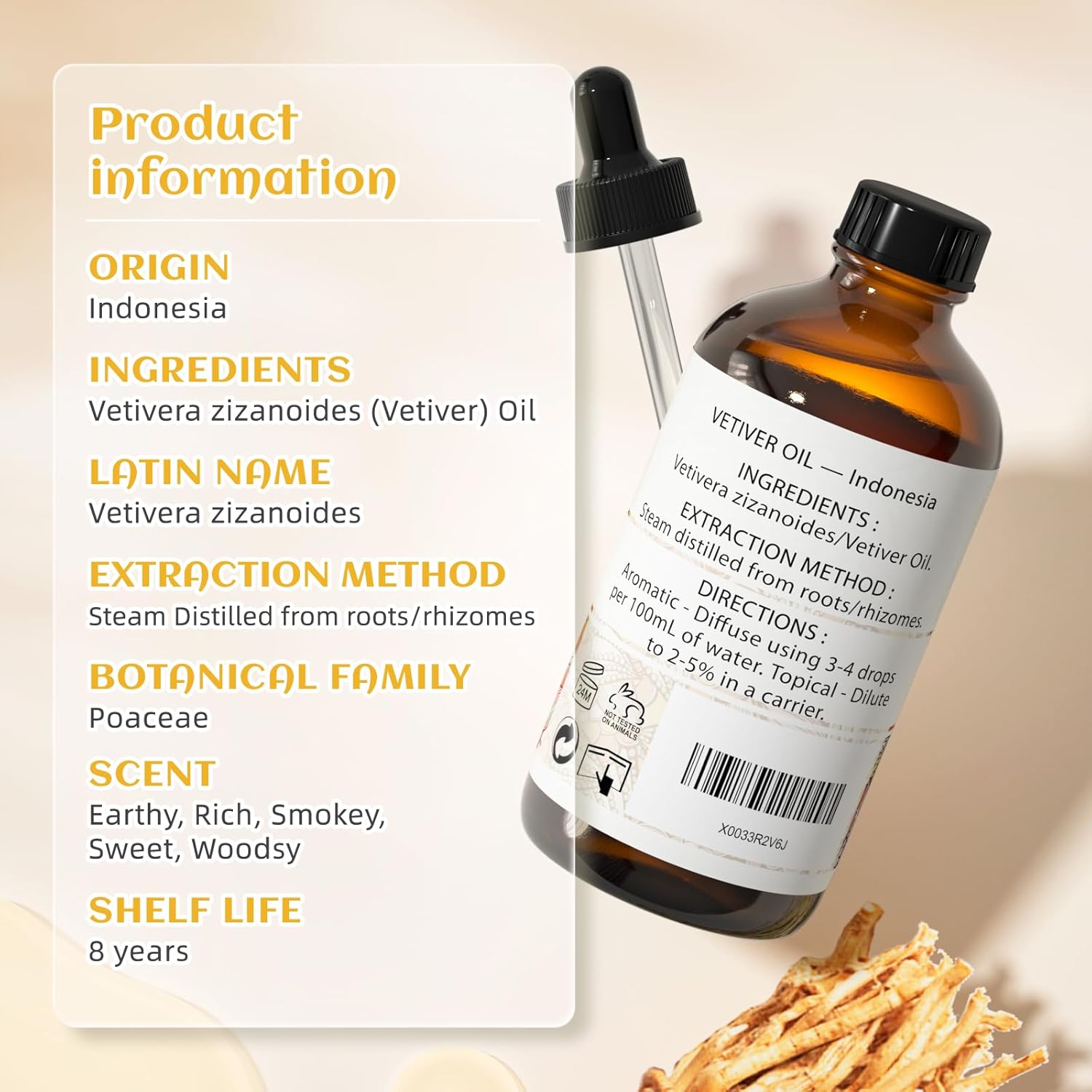 EVOKE OCCU Pure & Natural Vetiver Essential Oil for Skin, DIY, Candle and Soap Making - 4 Fl Oz - Image 9